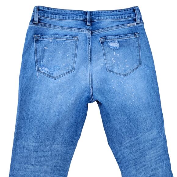 Distressed Boyfriend Jeans KanCan Shelly Size 9 / 28 Stretch Denim Rips Hi Rise - Picture 9 of 10